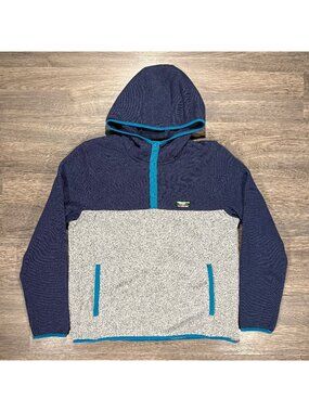 L.L.Bean Men's Sweater Fleece Pullover Hoodie - Navy/Grey